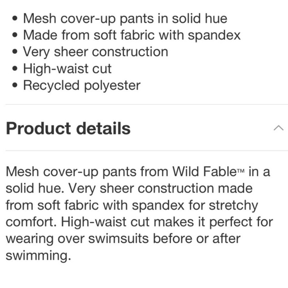 WILD FABLE White Mesh High-waist Swimsuit Cover-Up Pants- Size M - Picture 6 of 9